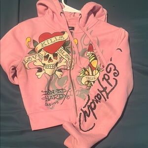 Ed Hardy Kids Pink Graphic Hoodie